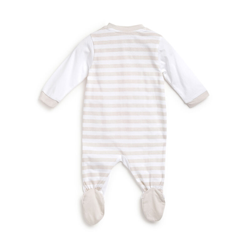 Infants White Printed Front Opening Babysuit image number 1